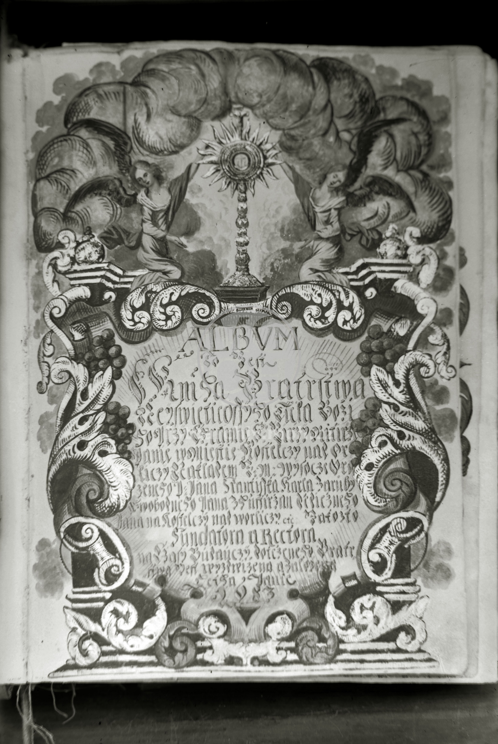 Negativ - Titulní list  alba Bratrstva nejsvětějšího Těla Božího, 1683