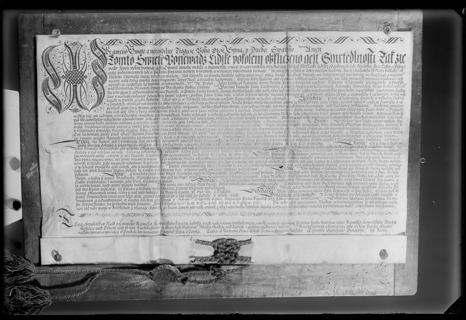Negativ - Artikule kovářského cechu z Hradce Králové, 1609