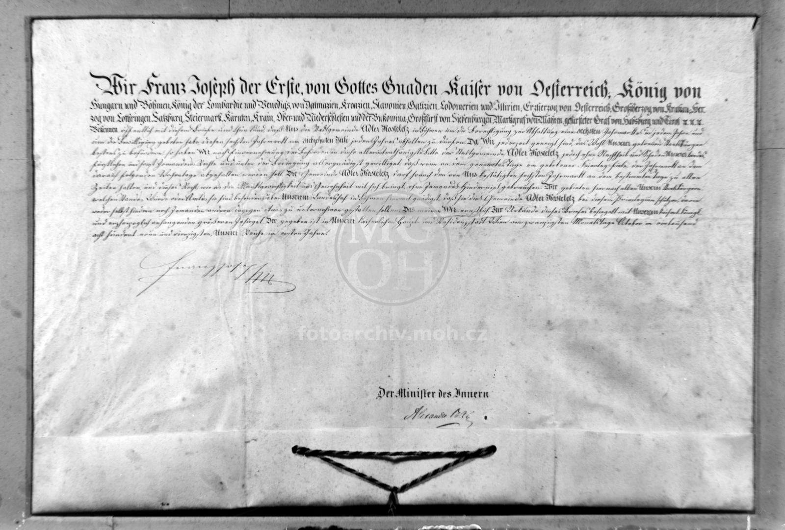 Negativ - František Josef I. dává výroční trh, 1849