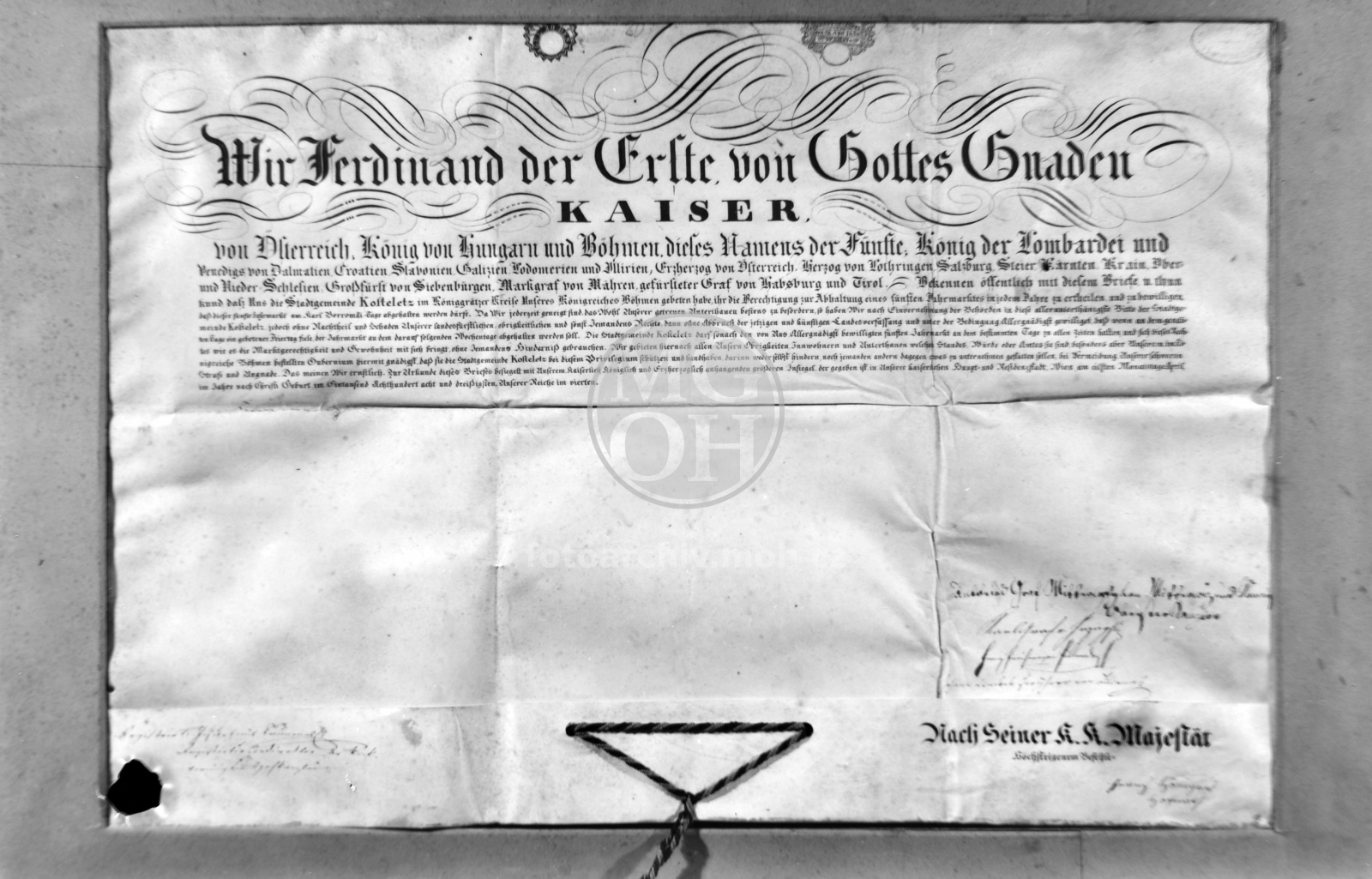Negativ - Ferdinand I. dává výroční trh, 1838