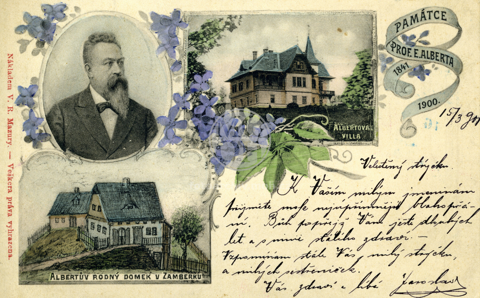 Dopisnice - Albertův rodný domek a vila