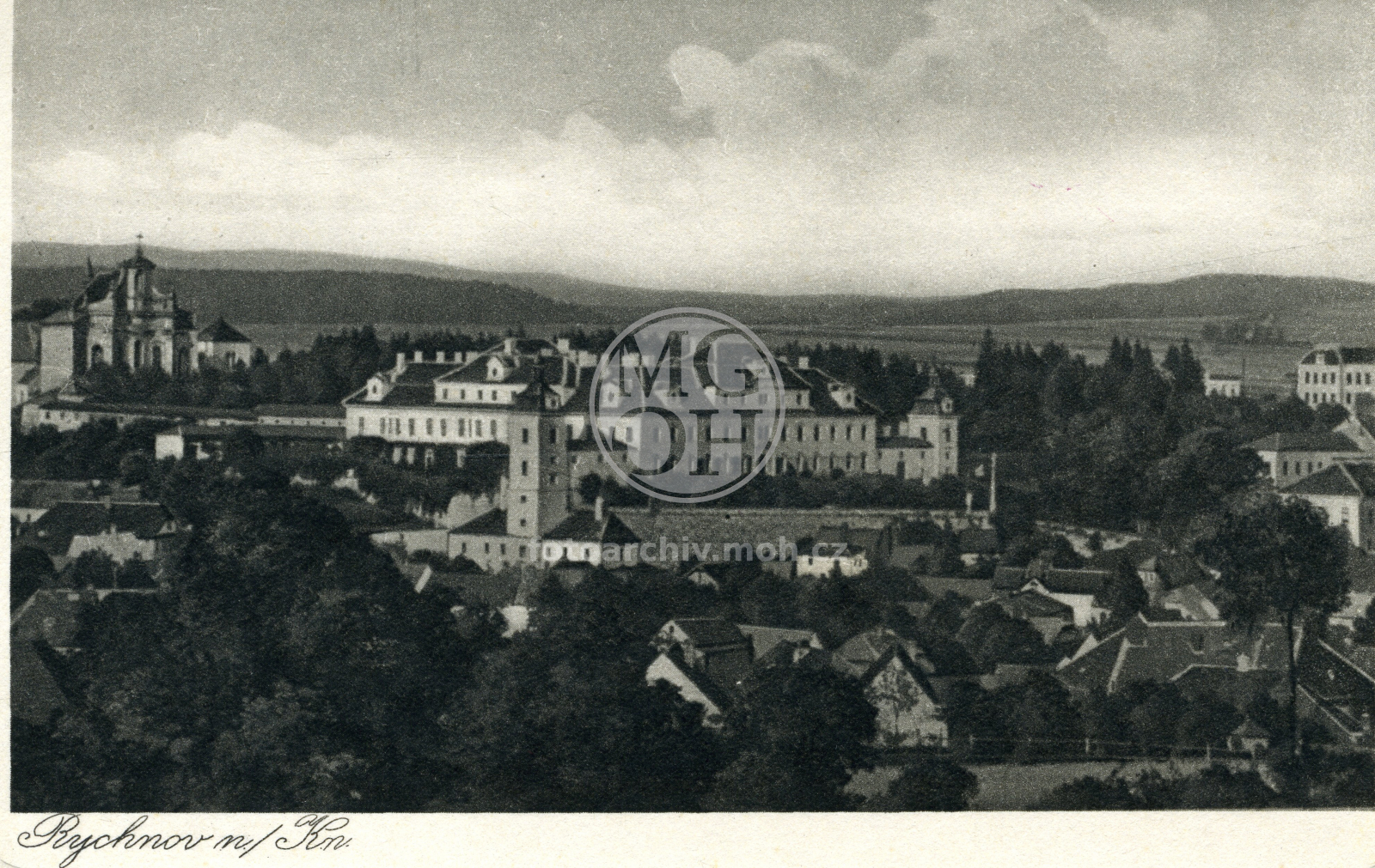 Dopisnice - Pohled na město a zámek, celkově