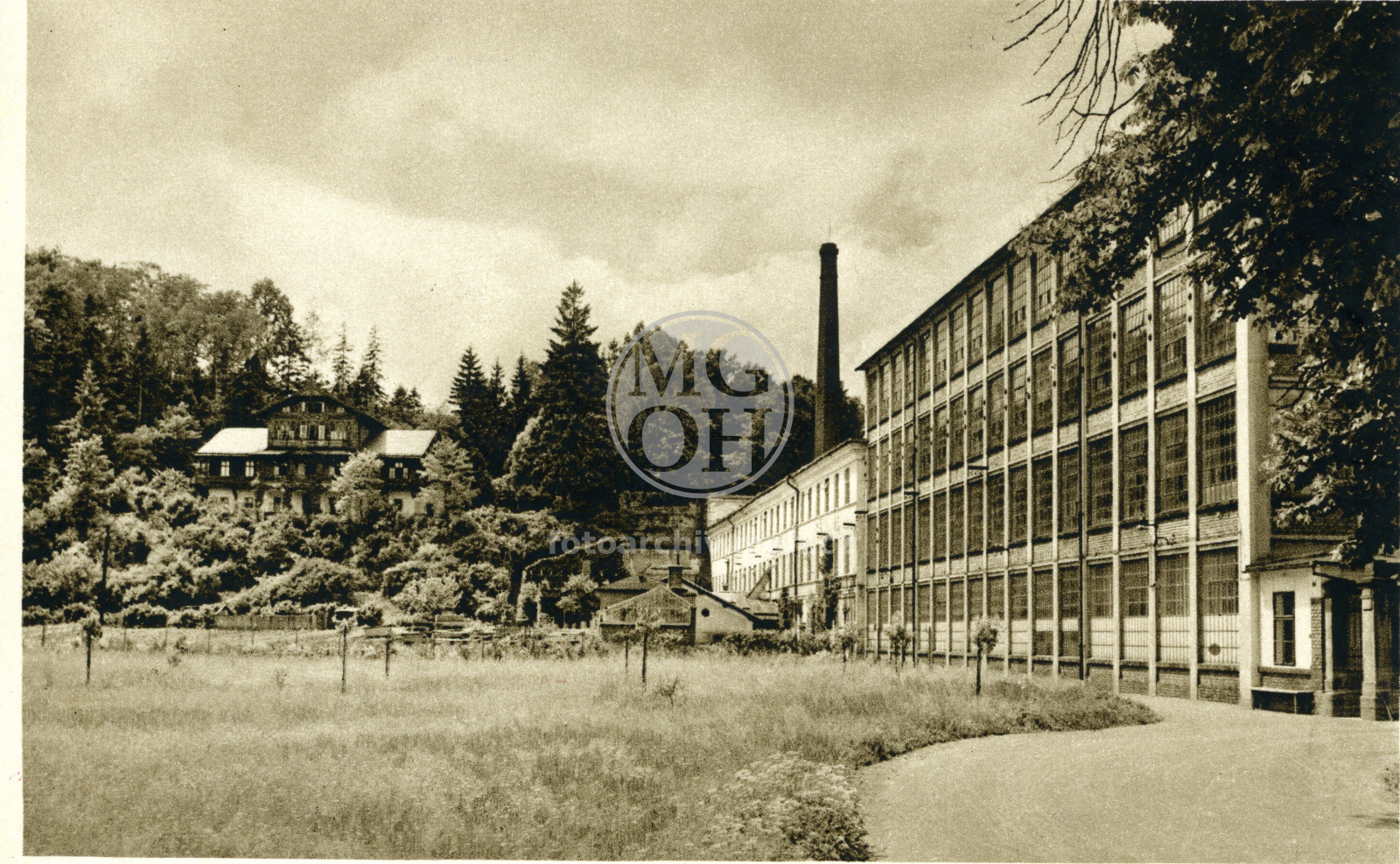 Dopisnice - Továrna Vonwiller, celkový  pohled i vila