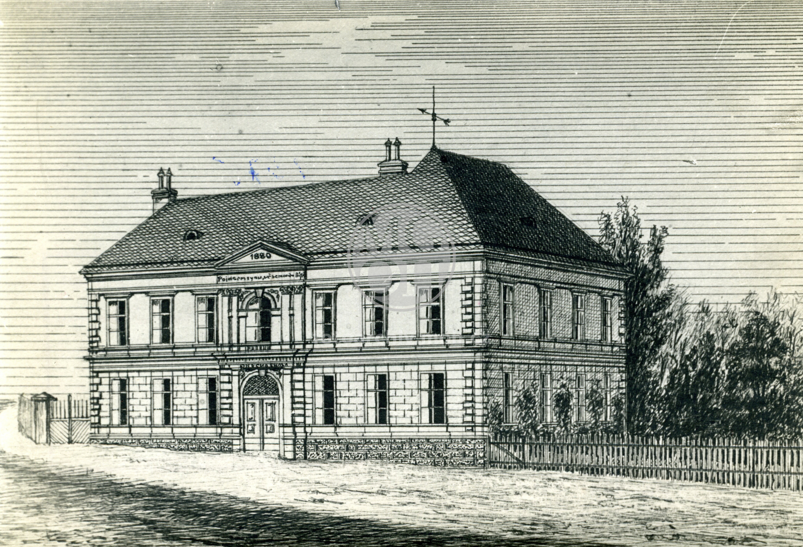 Fotografie - Škola zděná, novorenesanční, bohatá bosáž, 1.patro