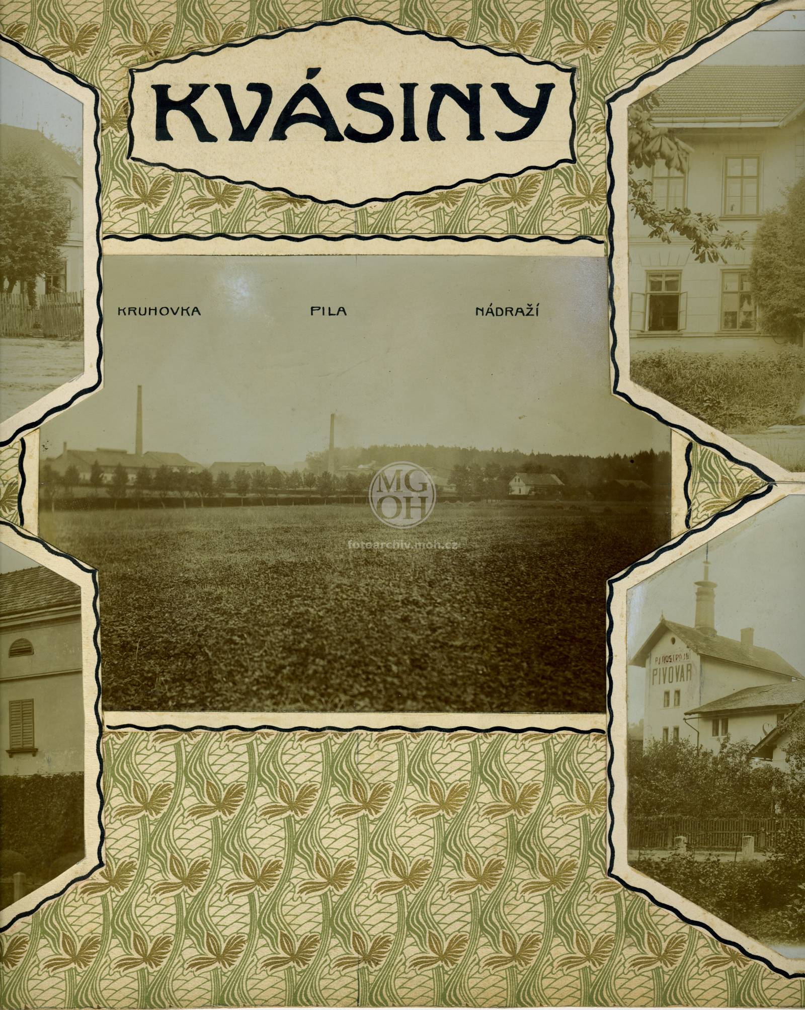 Fotografie - Tablo - část vesnice, pila, nádraží, zámek, škola,pivovar - 5 fotografií