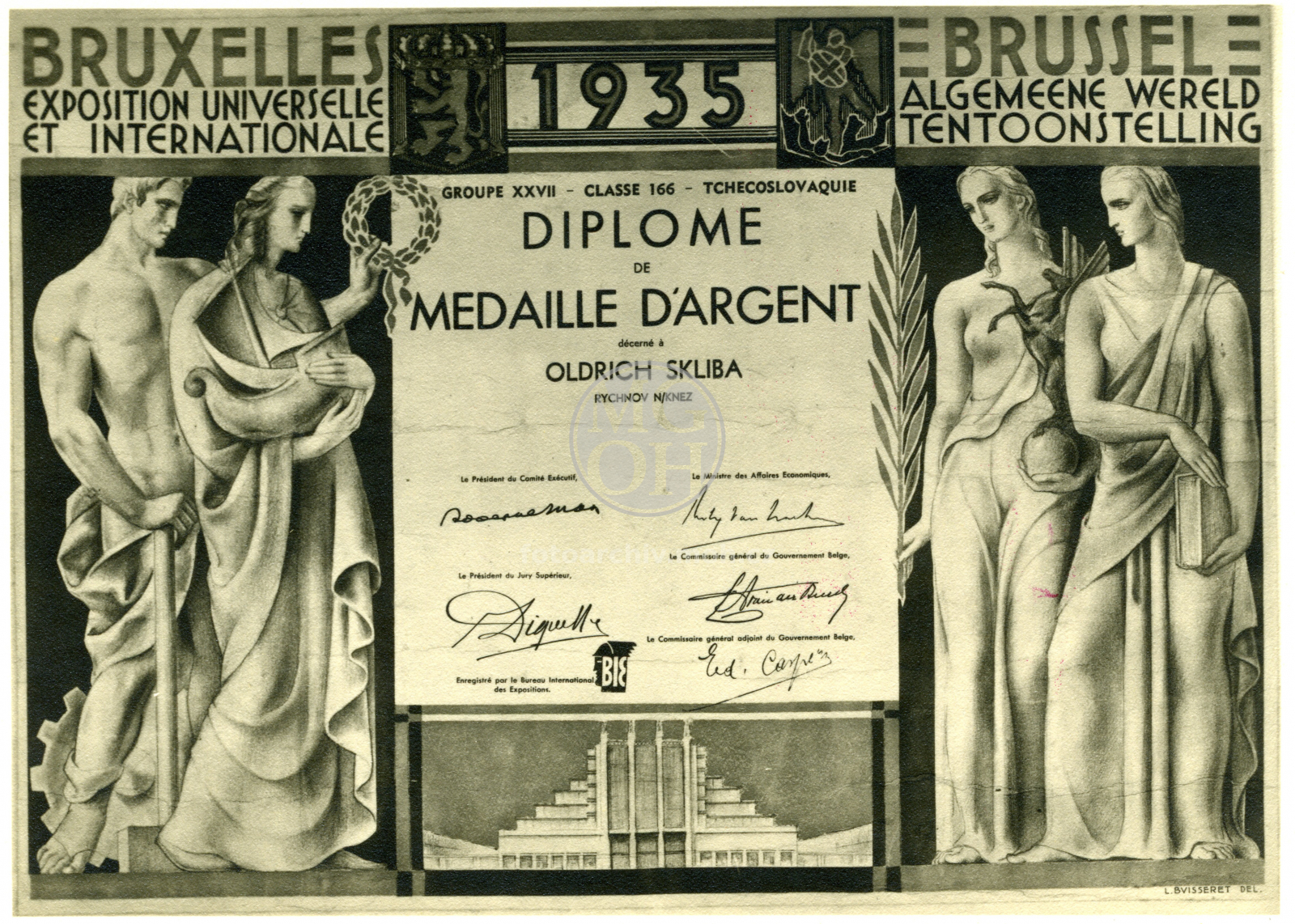 Fotografie - Diplom z Bruselské expozice r.1935
Osoba: Šklíba