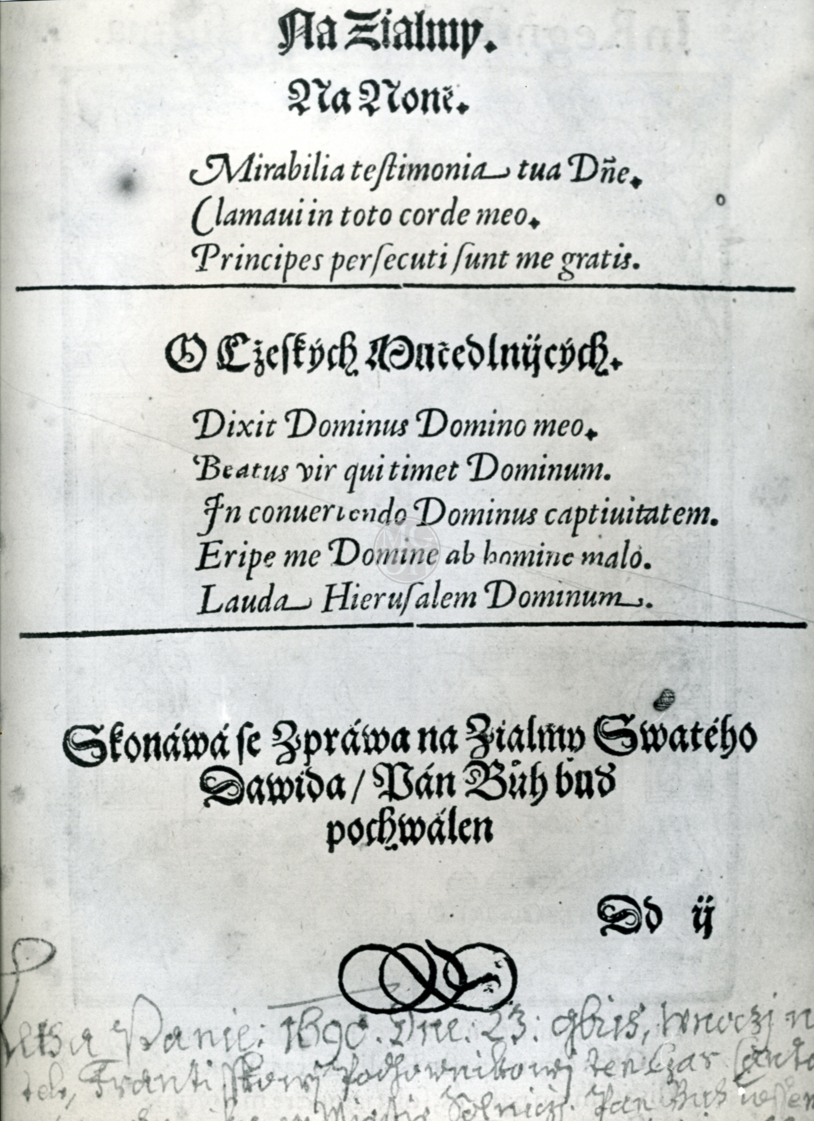 Fotografie - Zápis ze žaltáře 1690
Osoba: Vorličný Jan