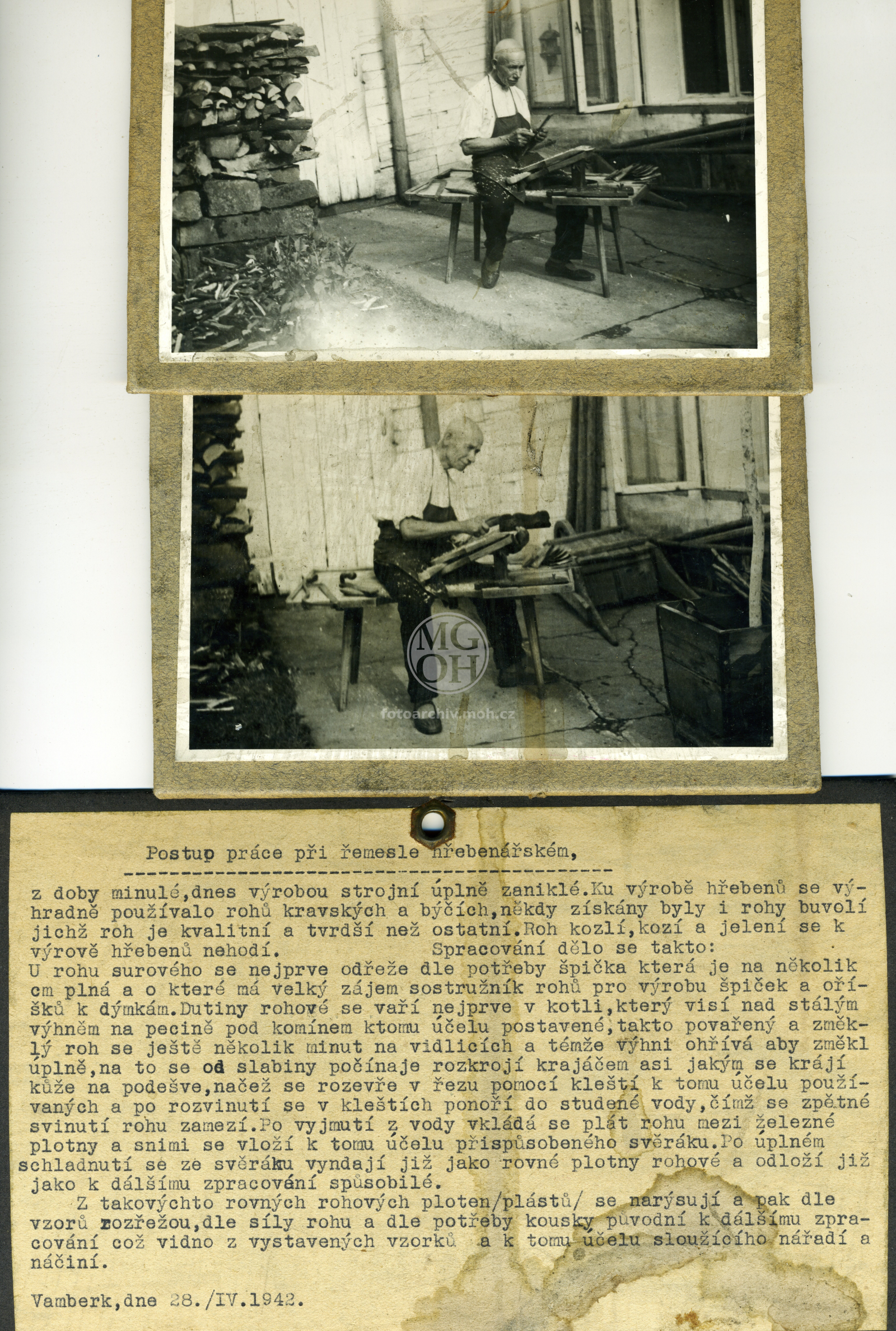 Fotografie - Postup práce při hřebenářském řemesle
