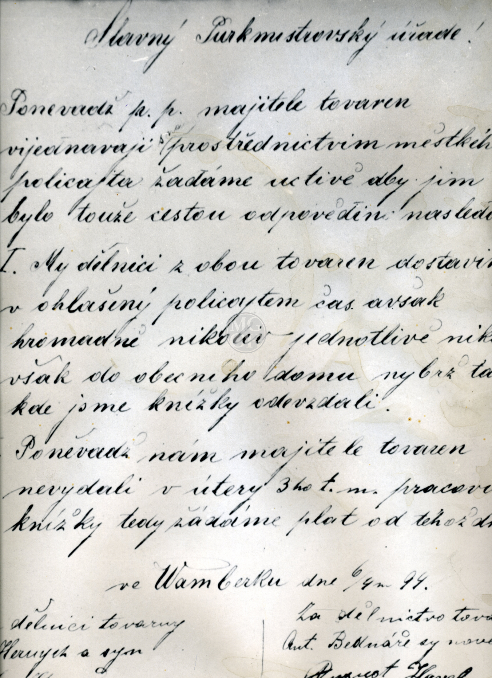 Fotografie - Repro. dopisu dělníků