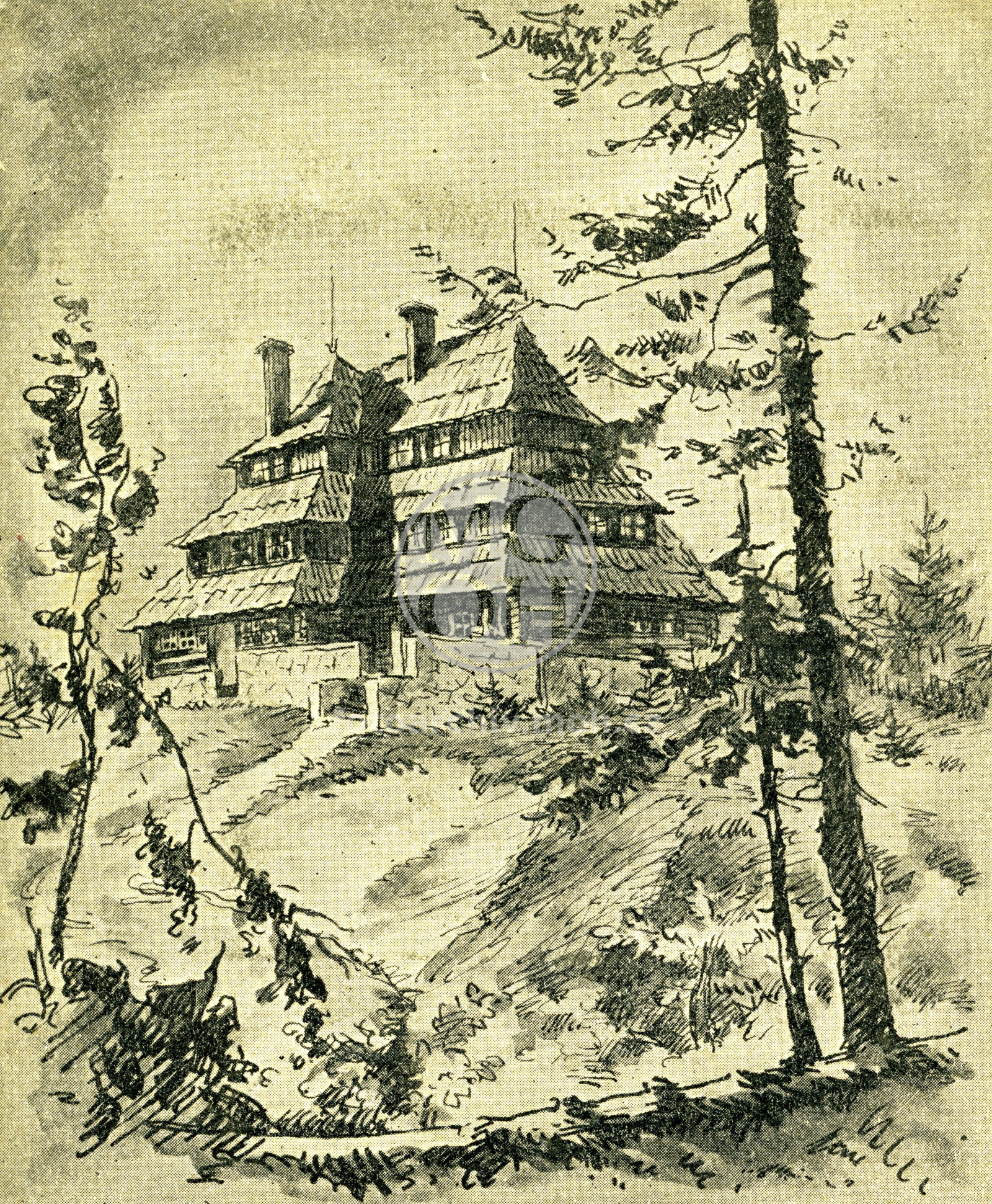 Fotografie - Masarykova chata - kresba