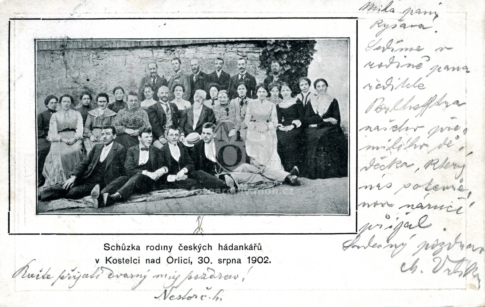 Fotografie - Schůzka rodiny českých hádankářů v Kostelci nad Orlicí, 30. srpna 1902