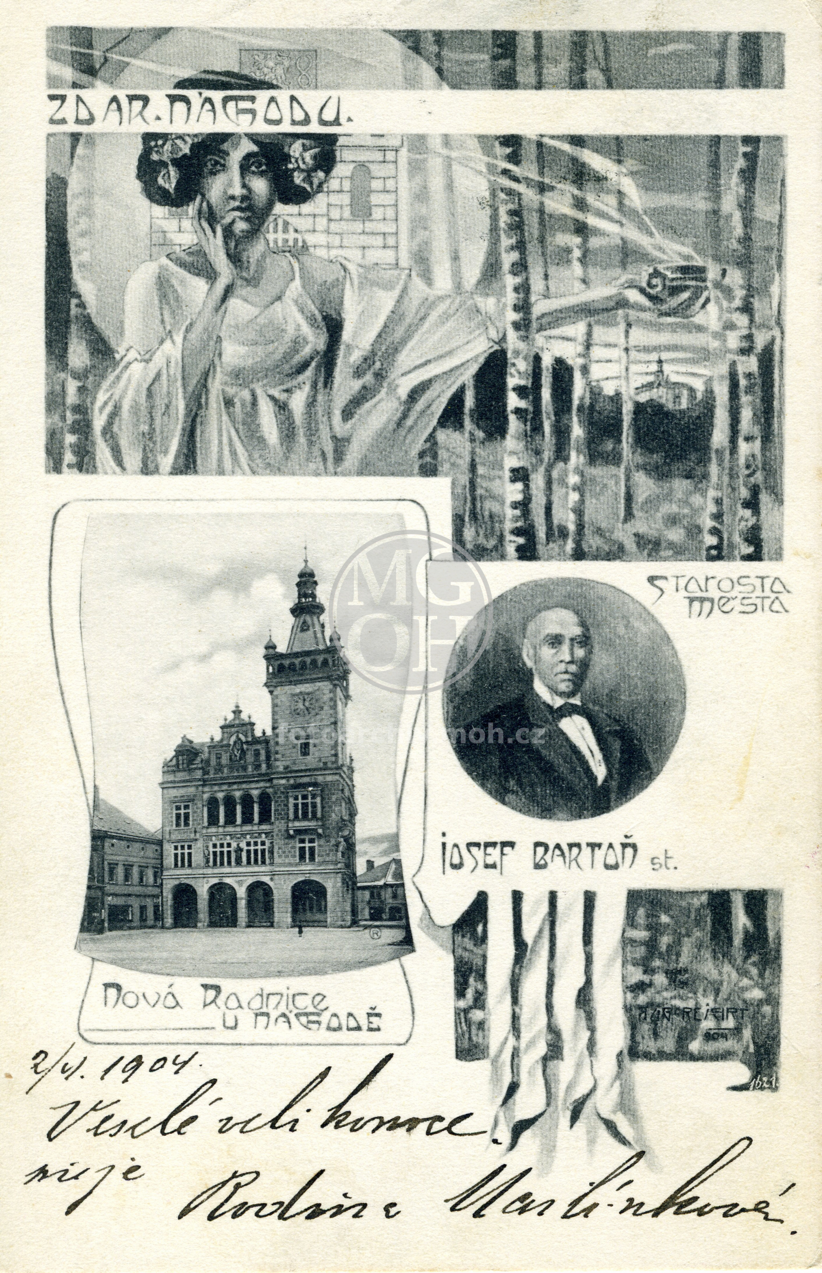 Fotografie - Snímek radnice a starosty Josefa Bartoně, st.