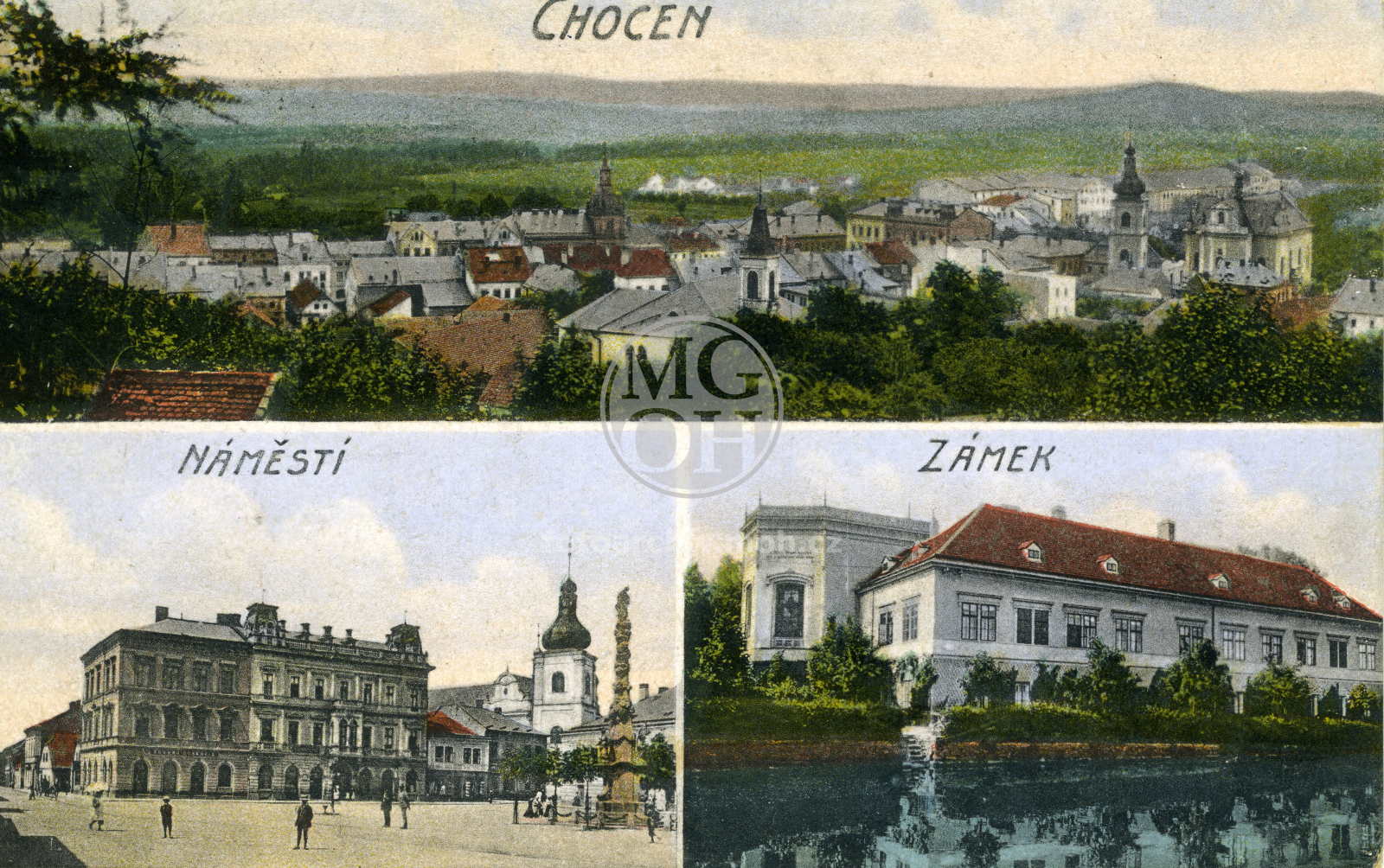 Fotografie - Pohled na město, náměstí, zámek