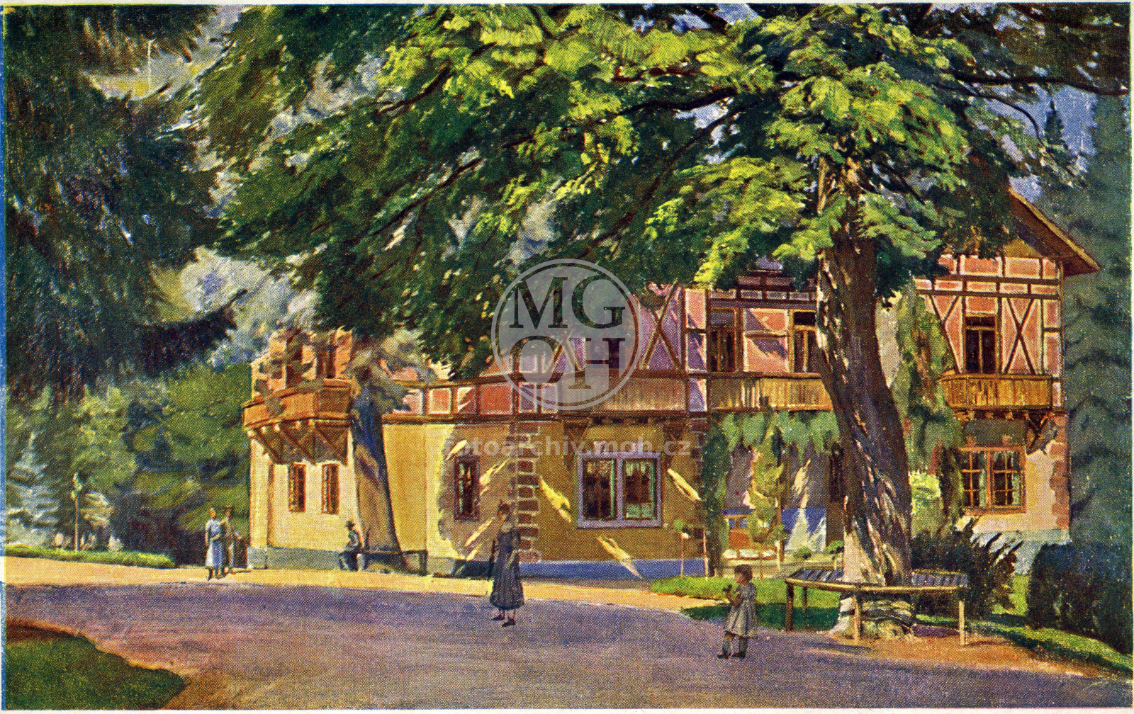 Fotografie - Lázně Studánka, Nová vila, reprodukce obrazu Václava Seidla