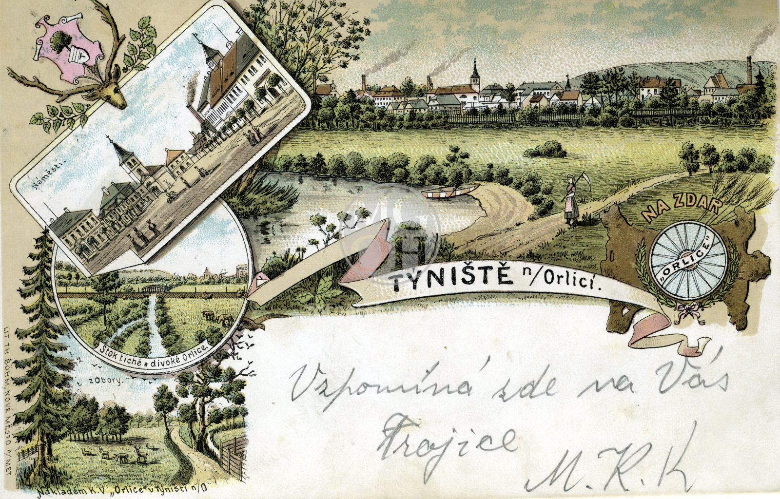 Fotografie - Celkový pohled na město. Náměstí. Soutok Tiché a Divoké Orlice. Obora.