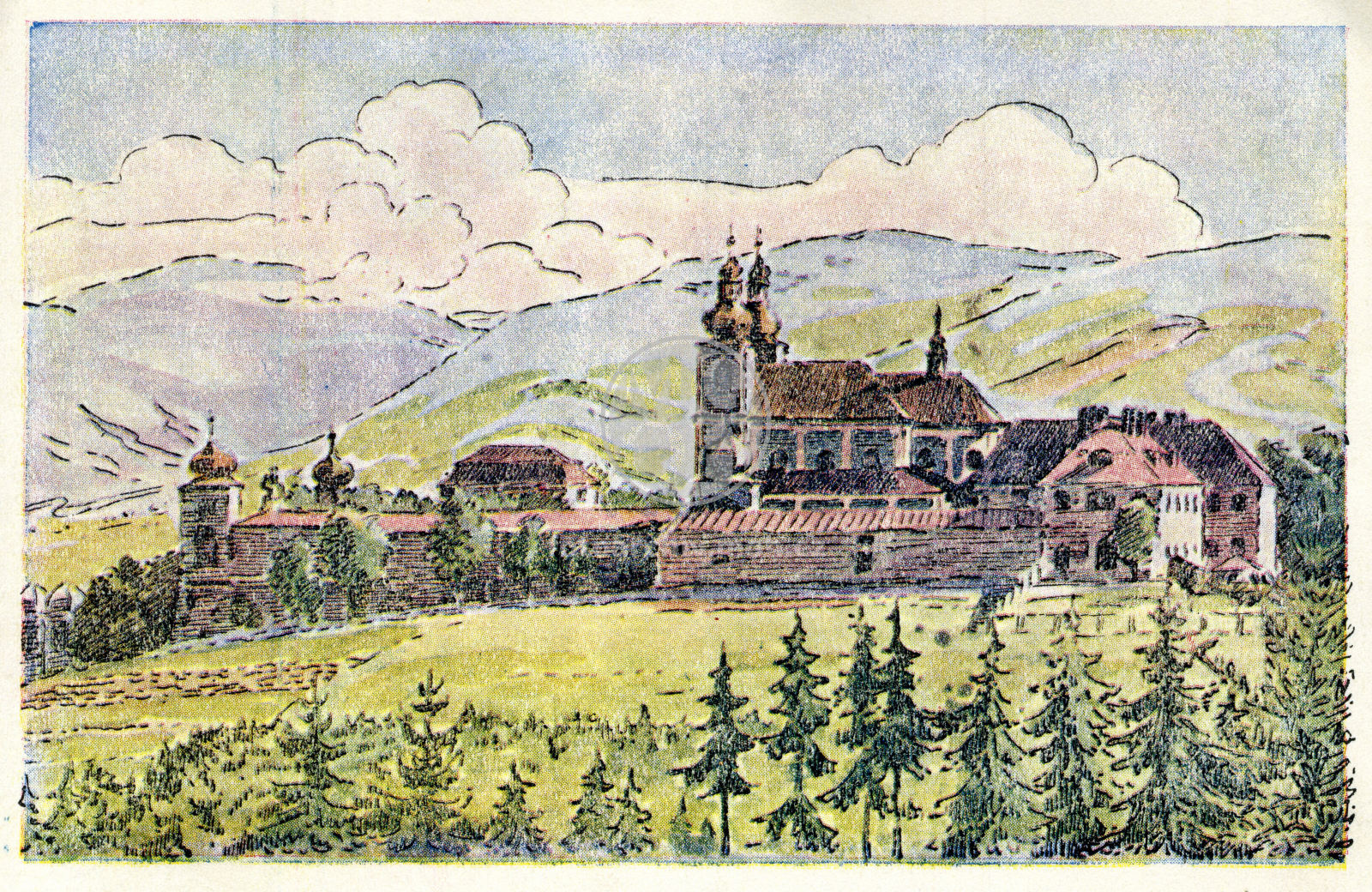 Fotografie - Klášter na Hoře Matky Boží (reprodukce kresby)