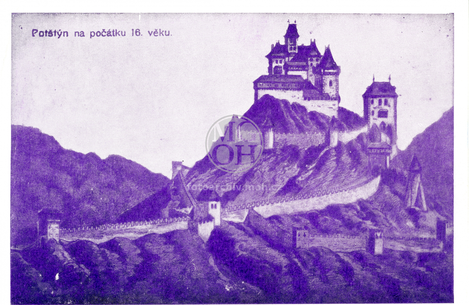 Fotografie - Hrad na počátku 16. století (reprodukce kresby, pravděpodobně ze Sedláčkových Hradů a zámků)