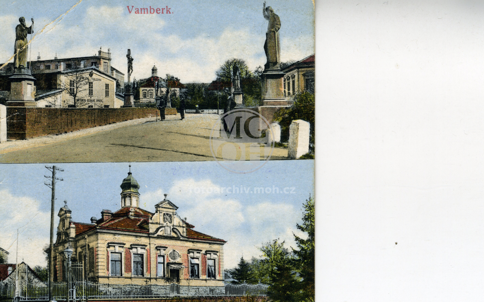 Fotografie - Kamenný most, Zemanova vila, Na Hradě (pohled od kostela)