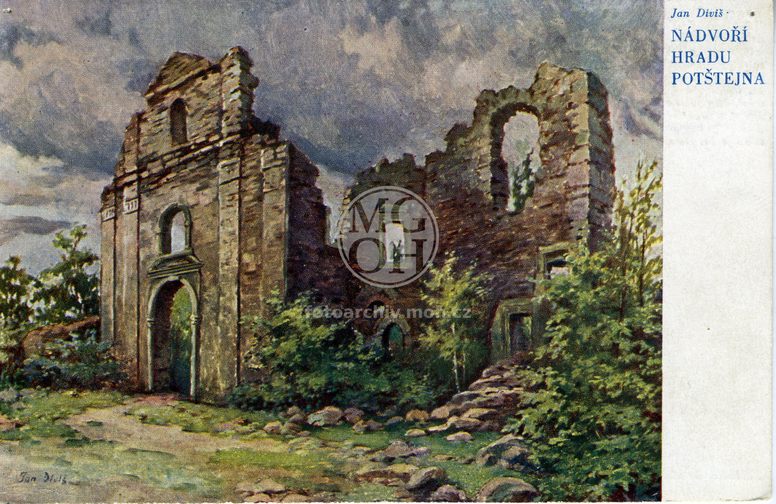 Fotografie - Nádvoří hradu. (reprodukce kresby Jana Diviše)