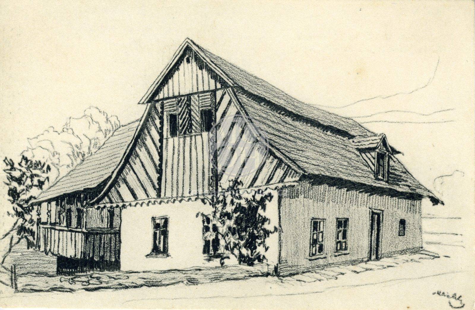 Fotografie - Rodný domek F. L. Věka (Františka Vladislava Heka), čp. 185 - kresba 
Osoba: František Vladislav Hek, obrozenenecký spisovatel, hudební skladatel, kupec
