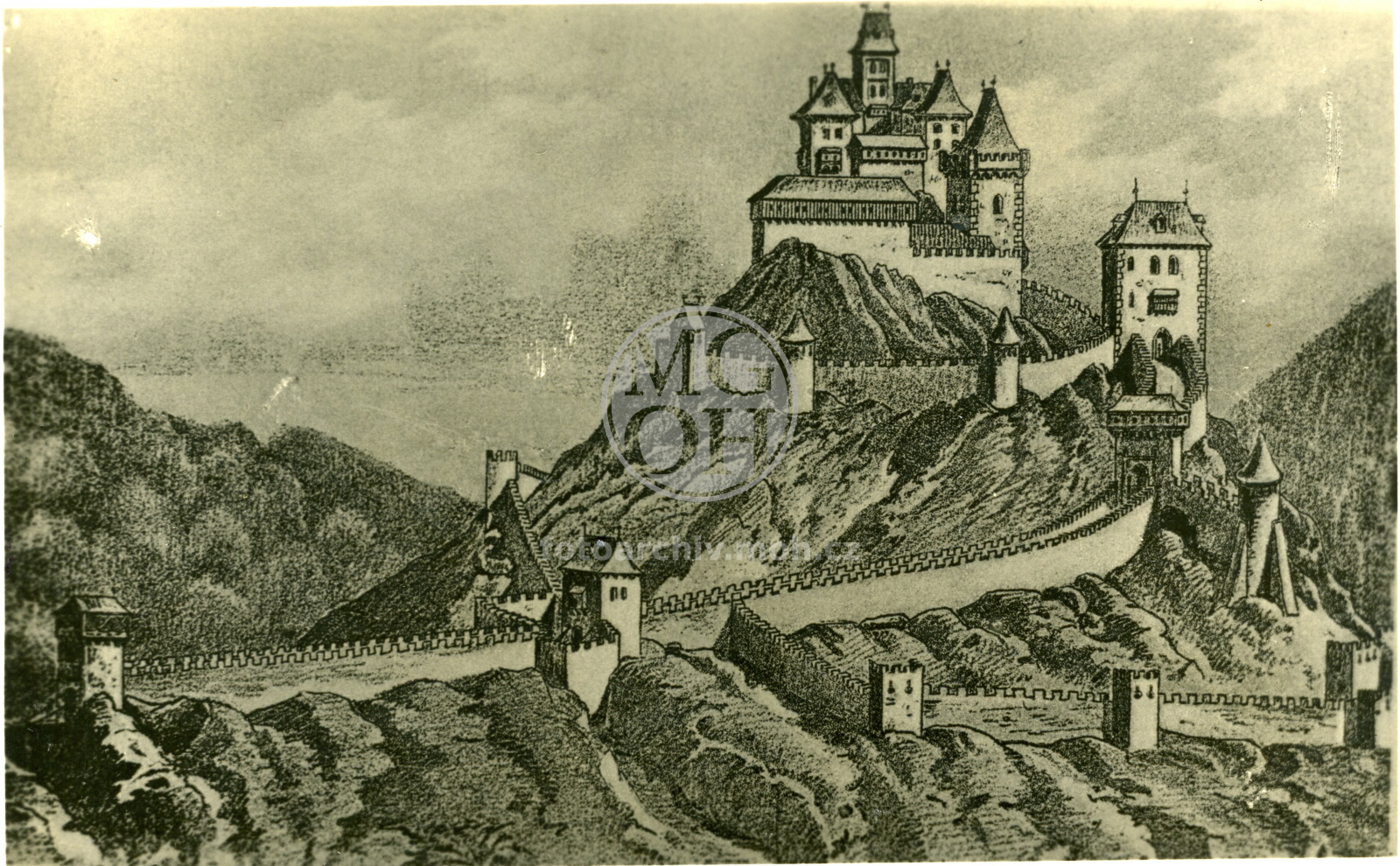 Fotografie - Hrad, jak vypadal (kresba)