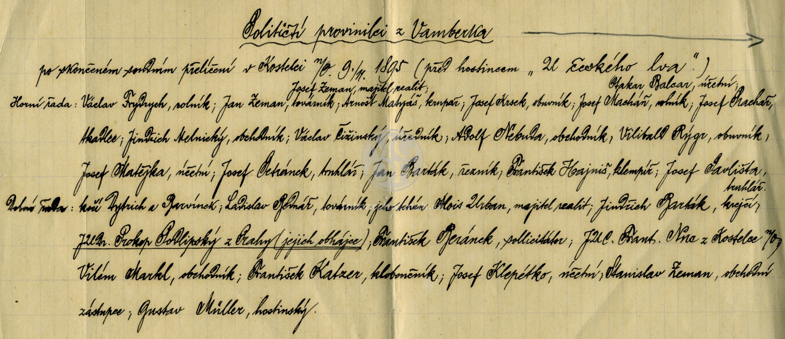 Fotografie - Vamberečtí "rebellanti" u okresního soudu v Kostelci n. O. ( před hostincem U českého lva)