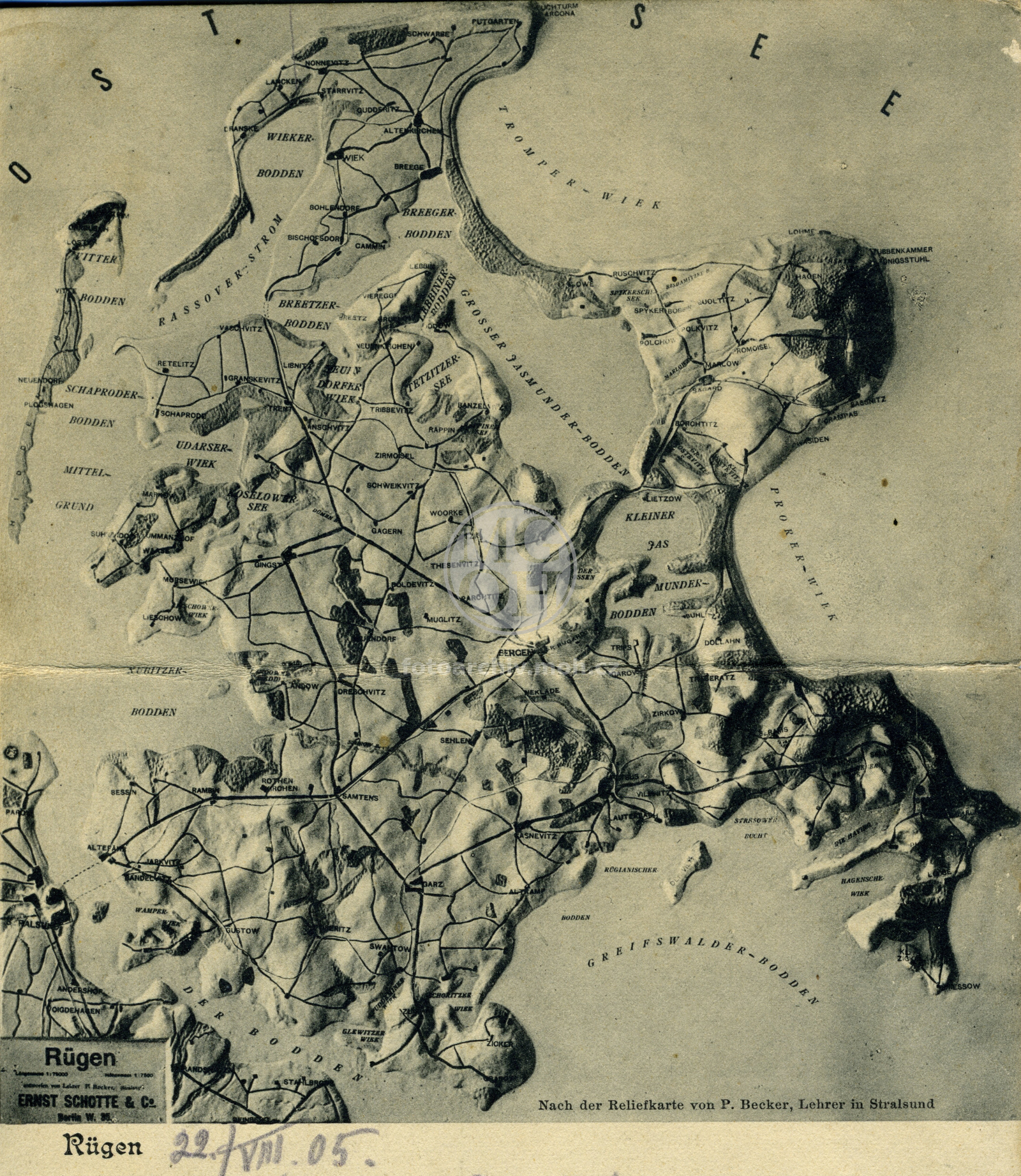 Fotografie - Rügen - plastická mapa ostrova Rujána