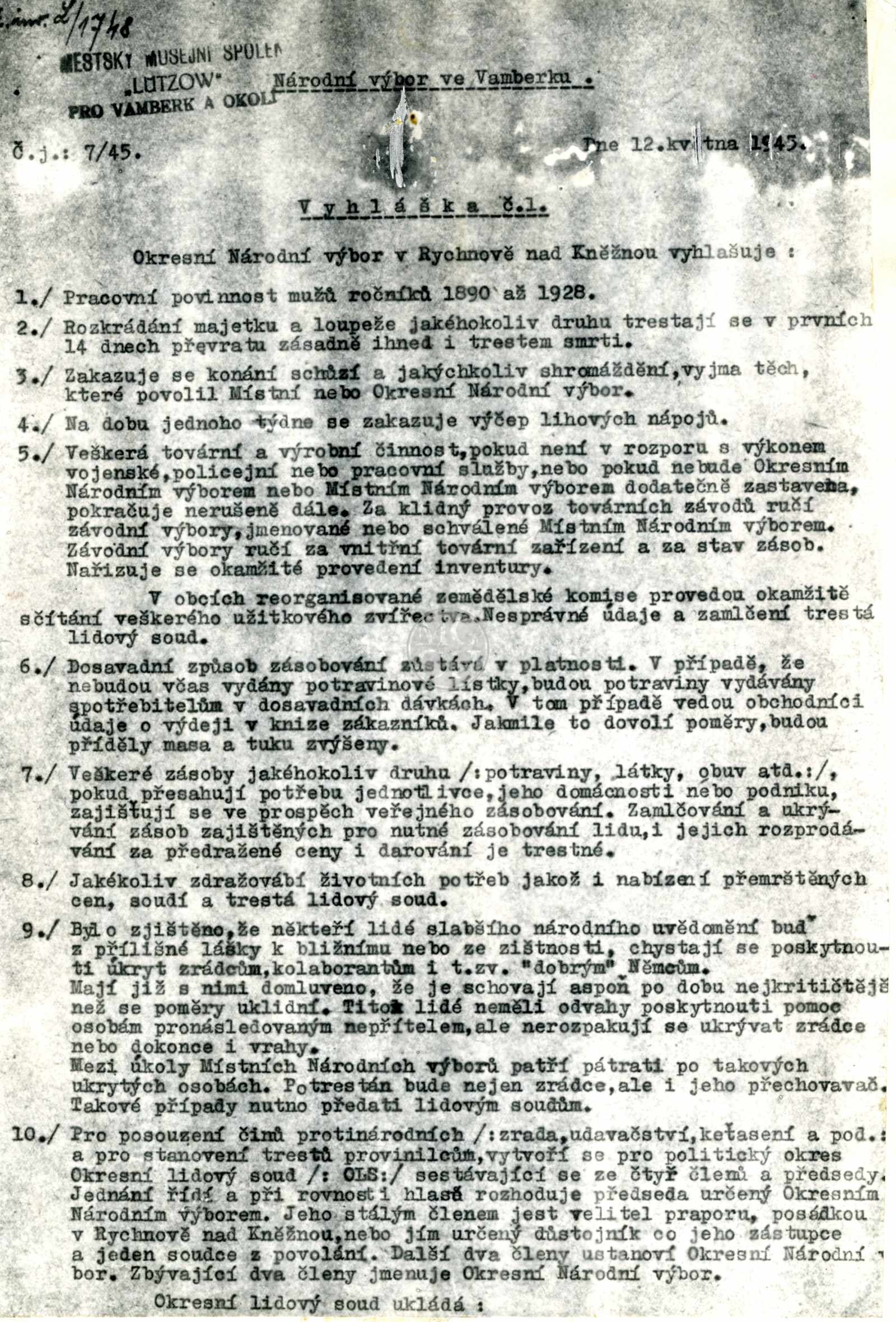 Fotografie - Vyhláška NV